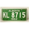 Image 1 : 1962 ALBERTA LICENCE PLATE