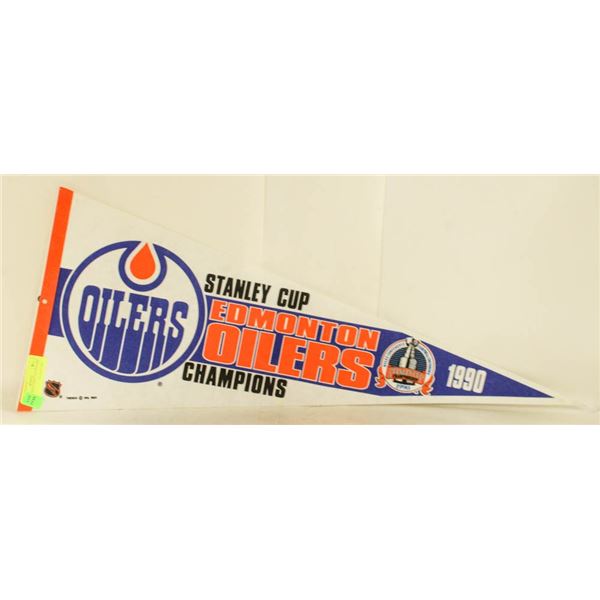 1990 OILERS STANLEY CUP BANNER- FULL SIZE PENNANT