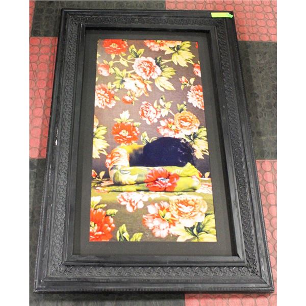VINTAGE FRAME WITH FLOWER ART 32" X 40'
