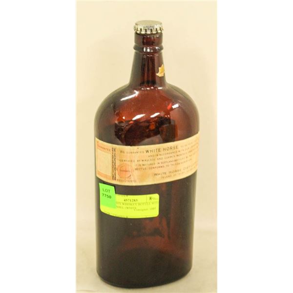 RARE 1930'S WHISKEY BOTTLE WITH PAPER LABEL (WHITE