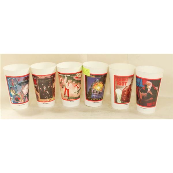 VINTAGE ROCK & ROLL CUPS FROM THE 80'S INCLUDING