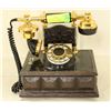 Image 1 : ANTIQUE PHONE WITH BRASS FITTINGS AND WOOD BASE