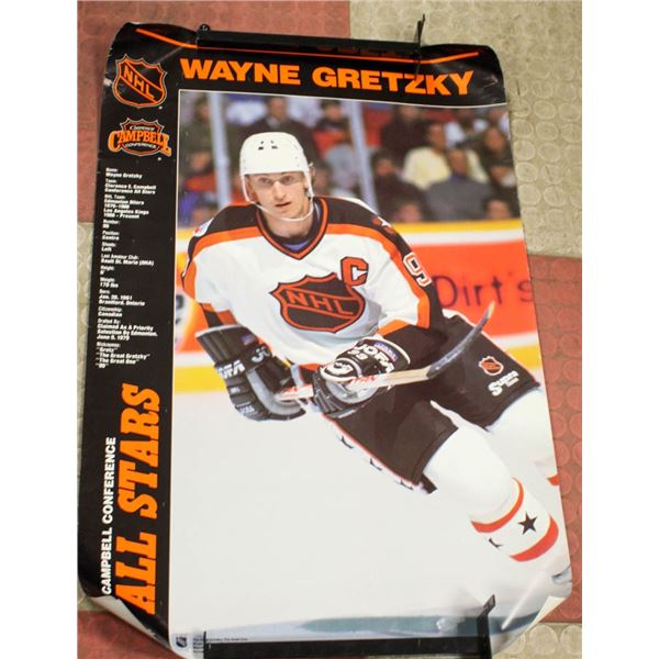 VINTAGE 1990 WAYNE GRETZKY ALL-STAR POSTER UNUSED