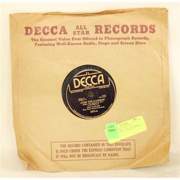 1939 WIZARD OF OZ, JUDY GARLAND, OVER THE RAINBOW