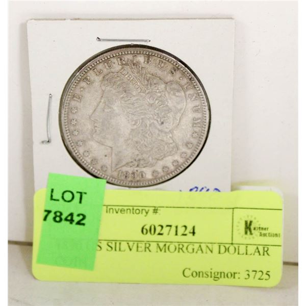 1890 US SILVER MORGAN DOLLAR COIN