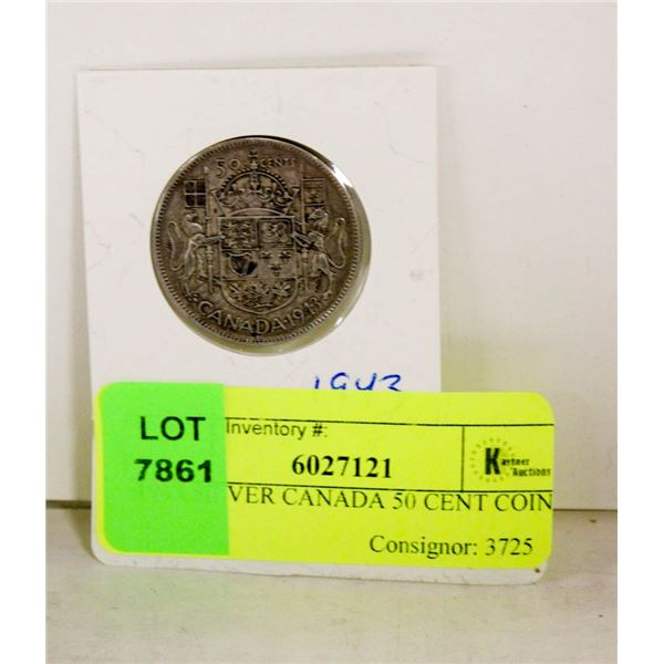 1943 SILVER CANADA 50 CENT COIN