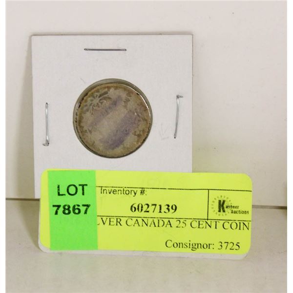 1916 SILVER CANADA 25 CENT COIN