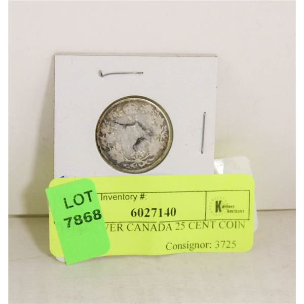1918 SILVER CANADA 25 CENT COIN