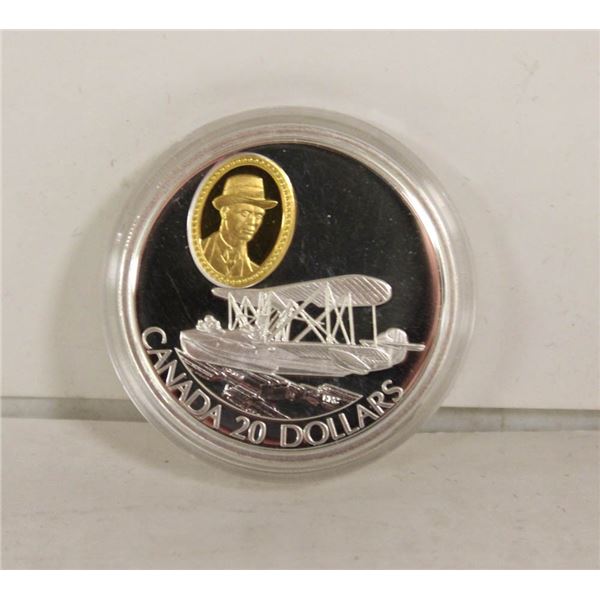 925 SILVER & 24K GOLD CANADA AIRPLANE COIN