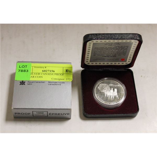 1992 SILVER CANADA PROOF DOLLAR COIN