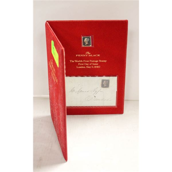 1840 WORLDS FIRST POSTAGE STAMP W FOLDER