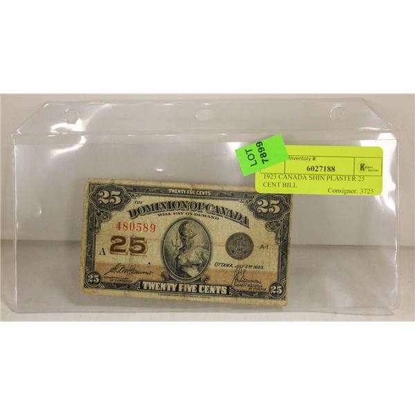 1923 CANADA SHIN PLASTER 25 CENT BILL