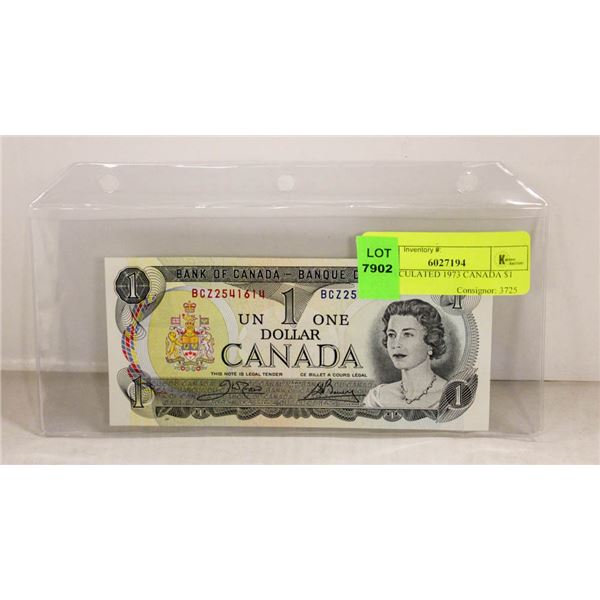 UNCIRCULATED 1973 CANADA $1 BILL