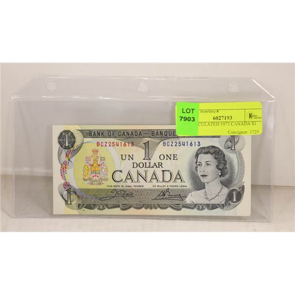 UNCIRCULATED 1973 CANADA $1 BILL