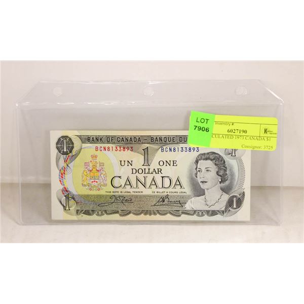 UNCIRCULATED 1973 CANADA $1 BILL