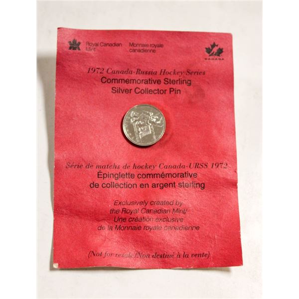 1972 SILVER CANADA RUSSIA HOCKEY GAME PIN