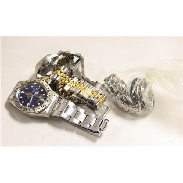 LOT OF REPLICA ROLEX WATCHES & PARTS AS IS