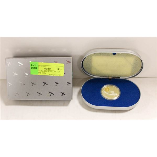 925 SILVER & 24K GOLD CANADA AIRPLANE COIN