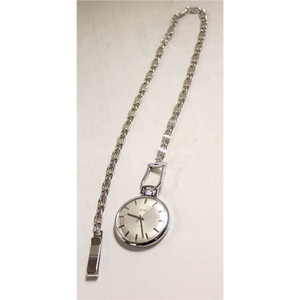 VINTAGE GRUEN POCKET WATCH W CHAIN WORKS
