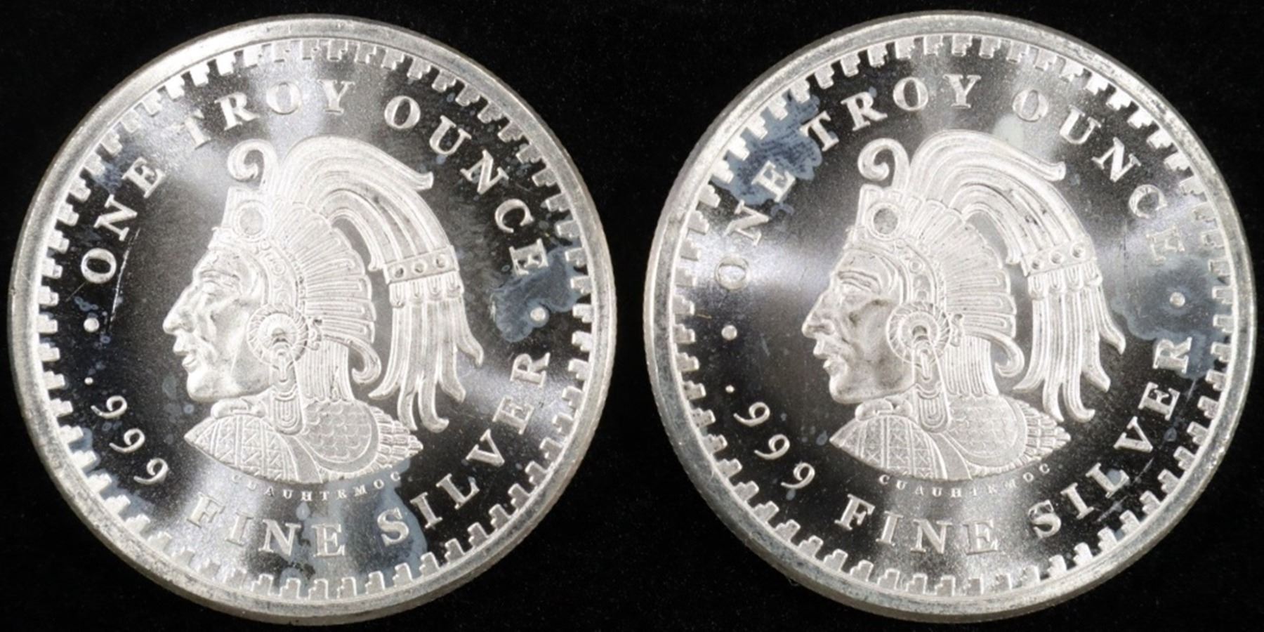 (2) 1 OZ .999 SILVER AZTEC CALENDAR ROUNDS