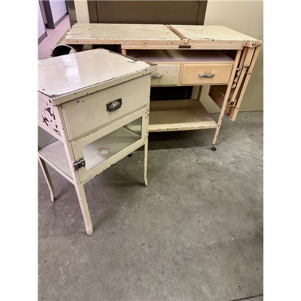 Metal Surgery Table and Side Table