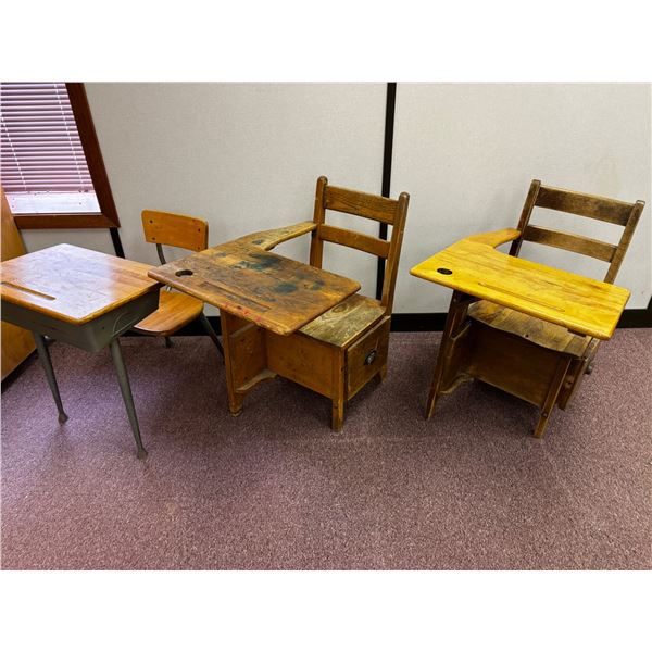 Vintage Wooden School Desks