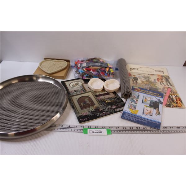 Cross-Stitch Kit, Non-Slip Mat, Beed Tray, Clay Heart Baking Tray, Metal Tray
