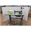 Image 1 : *Nakajima 280L Upholstery Sewing Machine Table w/Belt, Sewing Container w/Contents - 48" x 18" x 21"