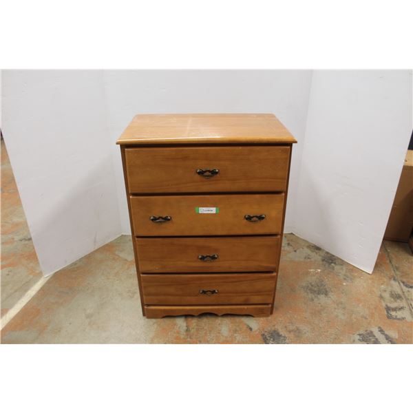 * Four Drawer Tallboy Dresser - 27" x 17" x 36" - Some Wear as Pictured