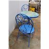 Image 4 : * Blue Metal Patio Set w/(2) Chairs - Table: 24" x 29" Chairs: Seat - 17" Backrest - 36"
