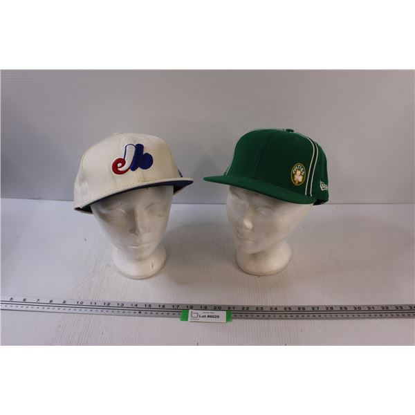 (2) Baseball Hats: Expos -7 3/4 & Celtics - 7 5/8