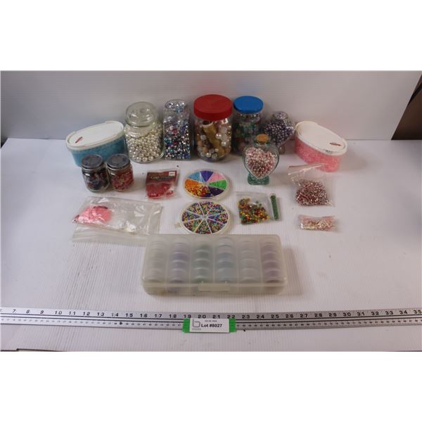 (15+) Jars of Various Beads & Beading Storage Container Kit