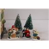 Image 3 : Santa's Trim Shoppe 6-Piece Porcelain Christmas Set & Battery Operated Christmas Lights - As Is