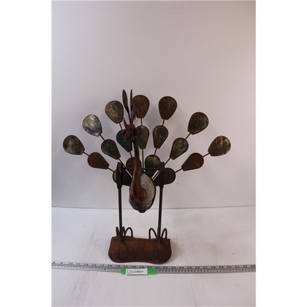 Metal Swinging Peacock Ornament - 22.5" x 24"