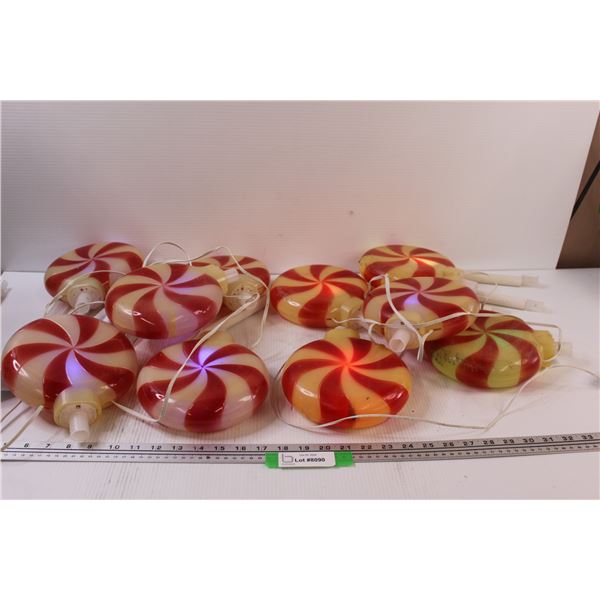 (2) Sets of 5 Christmas Mint Candy Lights w/ Stakes