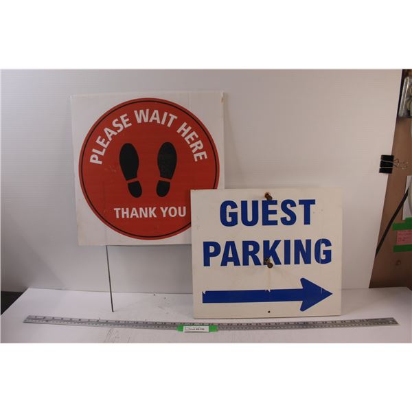 Please Wait Here Sign & Guest Parking Sign
