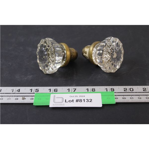 (2) Antique Glass Door Knobs (One Set Screw Missing)