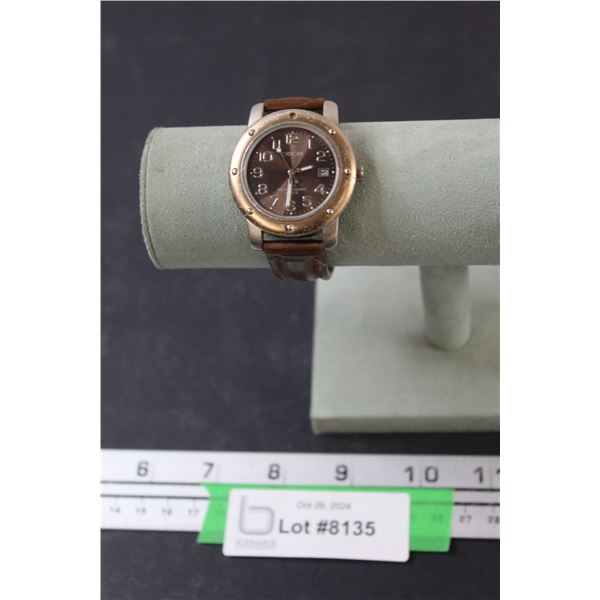 Cherokee Quartz Watch, Brown Leather Band - (Works)