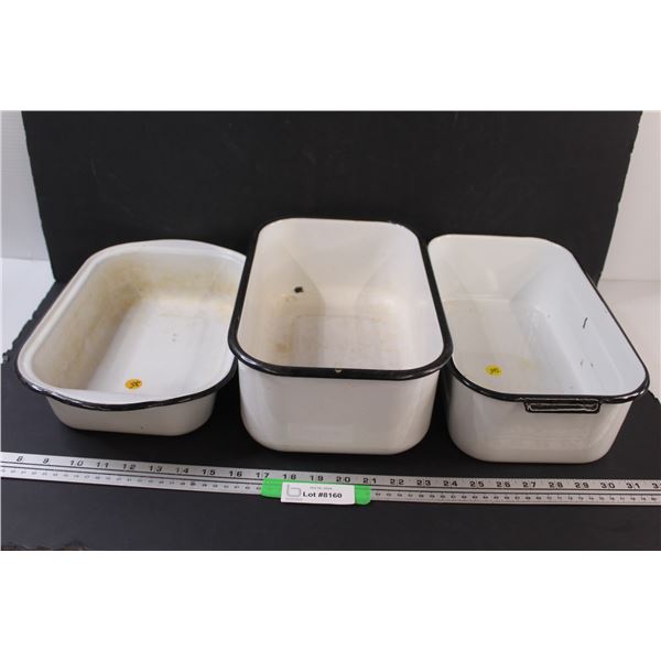 (3) Enameled Baking Trays - Some Wear