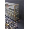 Image 4 : Brass, Glass Display - 10" x 8.5' x 3' & (20+) Collector Spoons