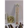 Image 4 : (3) Thermometers & Assorted Brass Decor