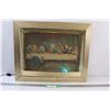 Image 1 : 22" x 18" Last Supper Print w/ Brass Frame & Cyan Light