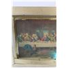 Image 3 : 22" x 18" Last Supper Print w/ Brass Frame & Cyan Light