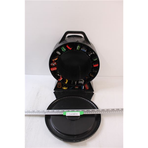 (20+) Hot Wheels Toy Cars w/ Wheel Case - Some Wear