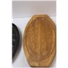 Image 3 : (2) Wooden & Metal Serving Trays - 14" x 7"