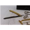 Image 3 : Vintage Straight Edge Razor, Razor Holders, Brush, Spring, Misc. w/ Case