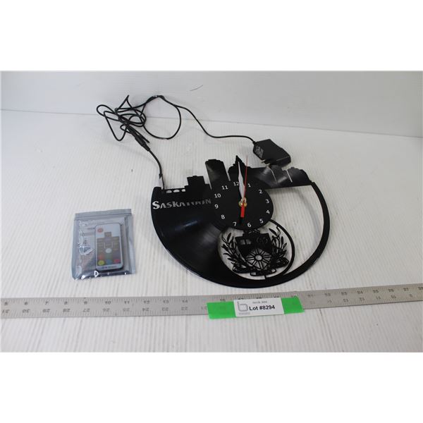 Saskatoon Cityscape Record LED Clock - Tested Powers On