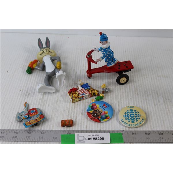 (5) Toys, (2) Pinback Buttons