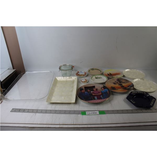 Assorted Plates And Trays, Glass Container