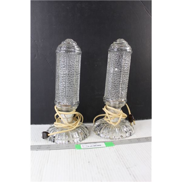 Pair of Art Deco Glass Torpedo Lamps - Tested
